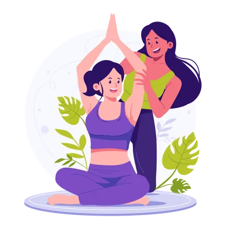 A Woman Practicing Yoga Flat Illustration Illustration