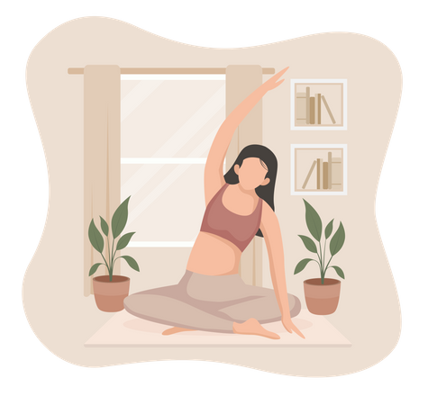 Woman Practicing Yoga  Illustration