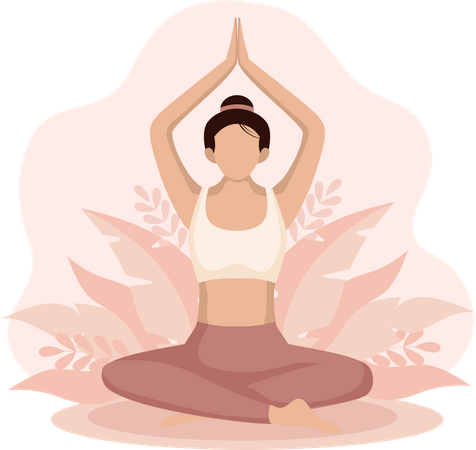 Woman Practicing Yoga  Illustration