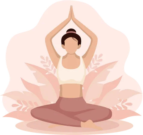 Woman Practicing Yoga  Illustration