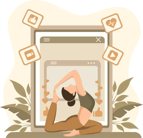 Woman Practicing Yoga  Illustration