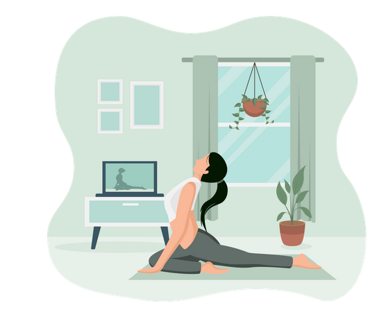 Woman Practicing Yoga  Illustration