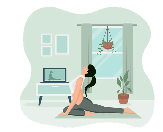 Woman Practicing Yoga  Illustration