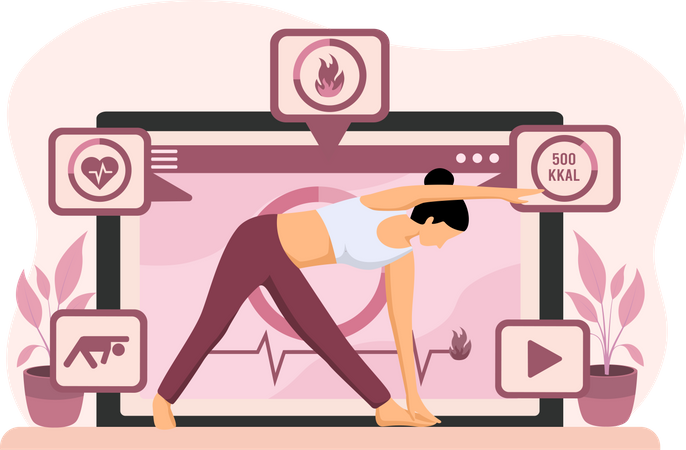 Woman Practicing Yoga  Illustration