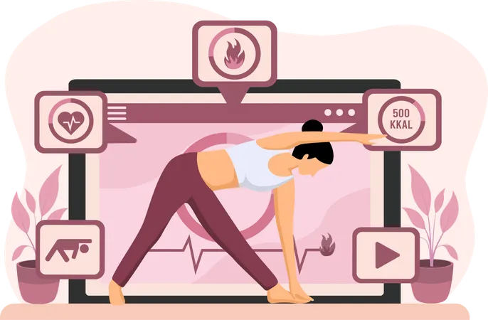 Woman Practicing Yoga  Illustration