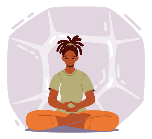Woman Practicing Yoga Meditation Illustration