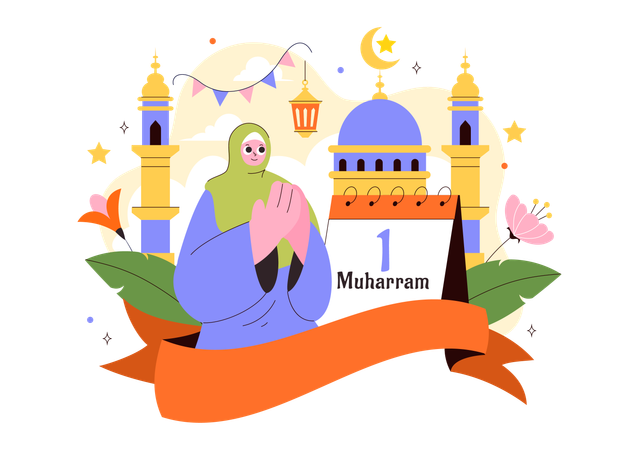 Woman praying at muharram  Illustration
