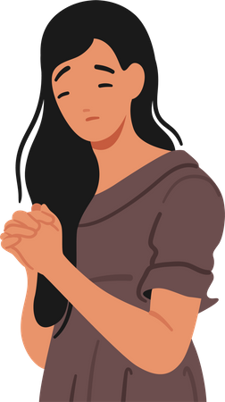 Woman Praying In Quiet Devotion  Illustration