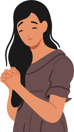 Woman Praying In Quiet Devotion Hands Clasped In Prayer Eyes Closed Seeking Solace And Connection With The Divine Isolated Female Character Praise God Cartoon People Vector Illustration Illustration