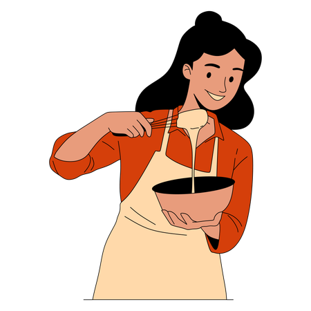 Woman prepares batter  Illustration