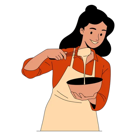 Woman prepares batter  Illustration