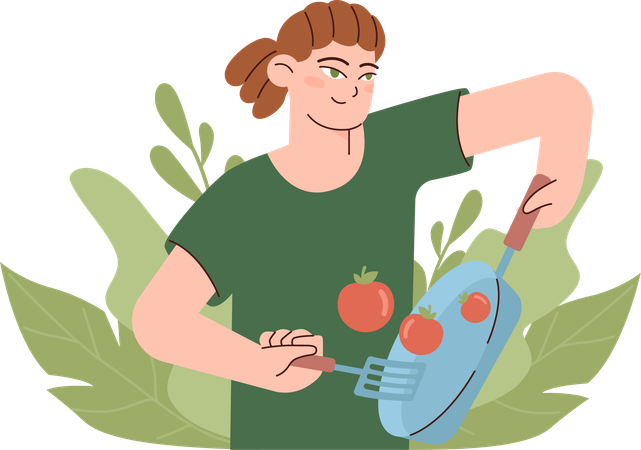 Woman prepares nutritious meal  Illustration