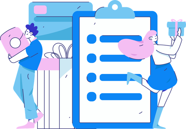 Woman prepares shopping checklist  Illustration