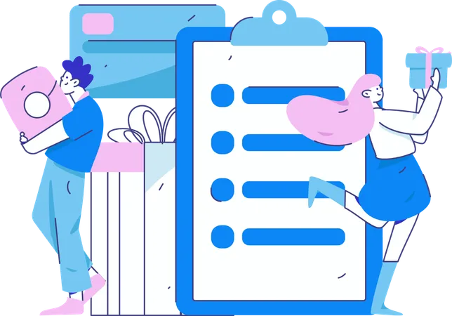 Woman prepares shopping checklist  Illustration