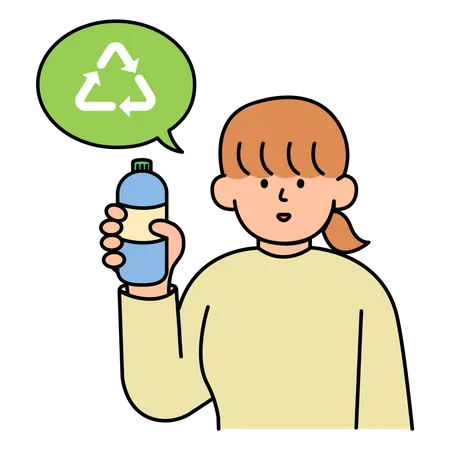 Woman Preparing Bottles for Recycling Illustration