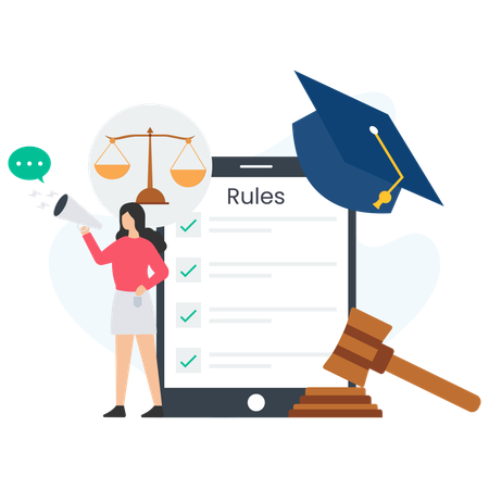 Woman preparing business rules  Illustration