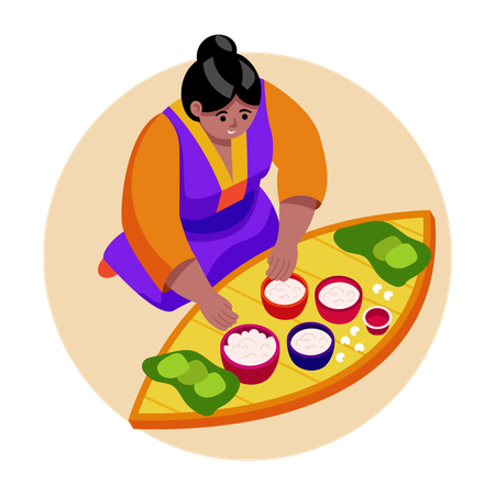 Woman preparing Diwali food  Illustration