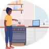 illustration female at kitchen