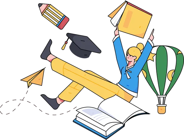 Woman preparing for degree exam  Illustration