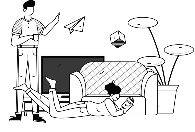 Woman preparing for school exams  Illustration