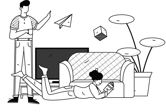 Woman preparing for school exams  Illustration