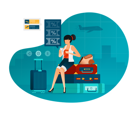 Woman preparing for vacation  Illustration