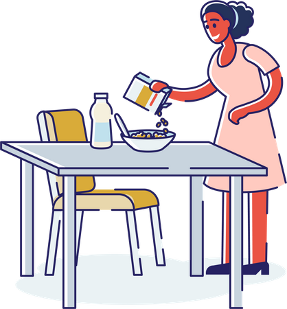 Woman Preparing Healthy Breakfast  Illustration