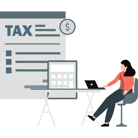Woman preparing tax bill  Illustration