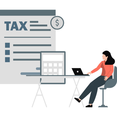 Woman preparing tax bill  Illustration