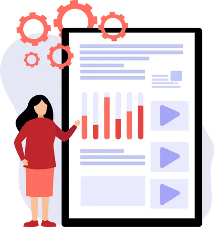 Woman present data analysis  Illustration