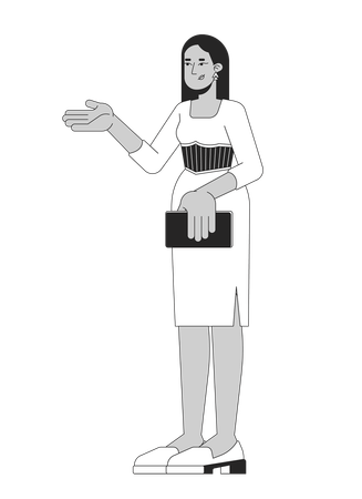 Woman presenter in elegant dress  Illustration