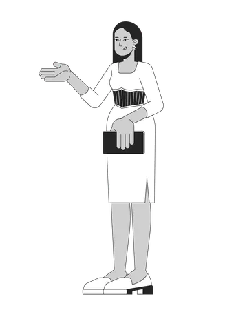 Woman presenter in elegant dress  Illustration