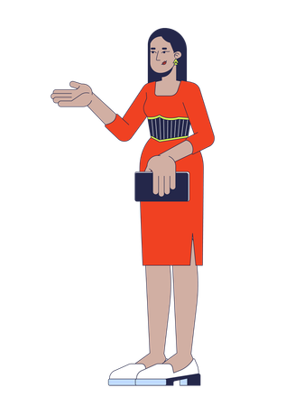 Woman presenter in elegant dress  Illustration