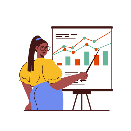 Woman presenting analysis chart  Illustration
