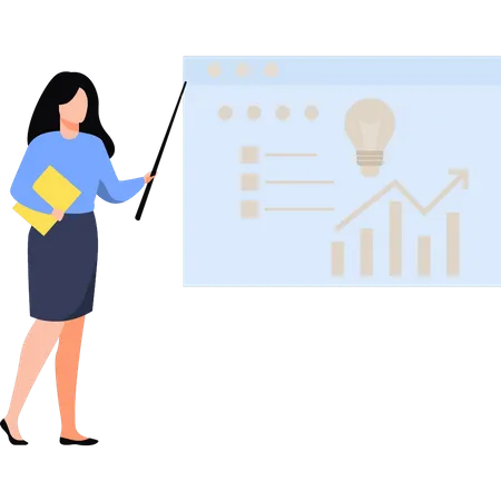 A Girl Is Looking At An Idea Graph On A Web Page Illustration