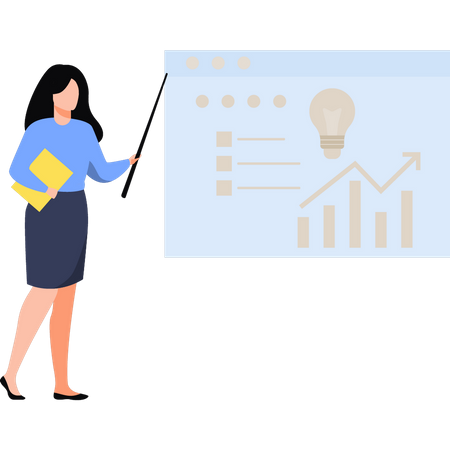 Woman presenting analysis chart  Illustration