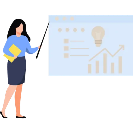 Woman presenting analysis chart  Illustration