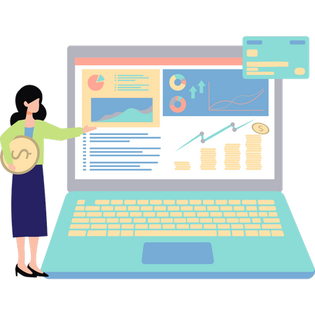 Woman presenting analysis chart  Illustration