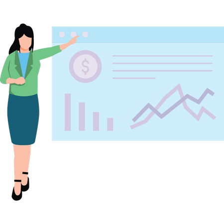 Woman presenting analysis chart  Illustration