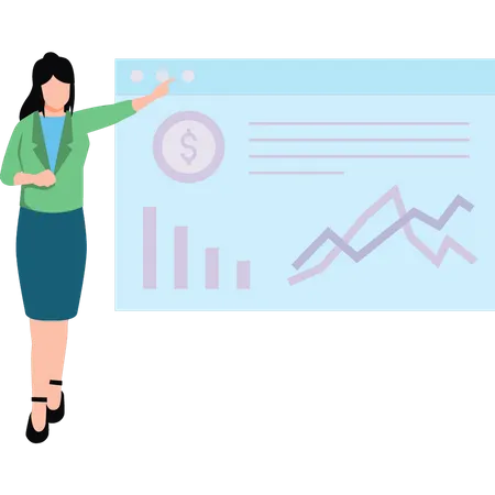 Woman presenting analysis chart  Illustration