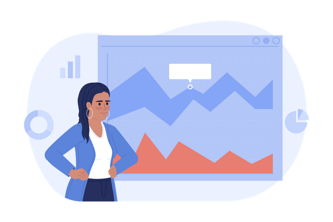 Woman presenting analysis chart  Illustration