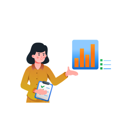 Woman Presenting analysis chart  Illustration