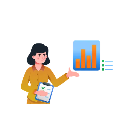 Woman Presenting analysis chart  Illustration