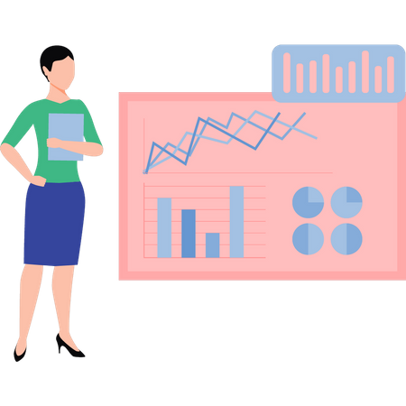 Woman presenting analysis graph  Illustration