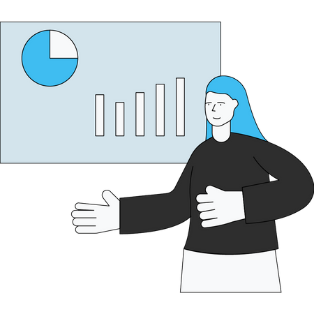 Woman presenting analytics chart  Illustration