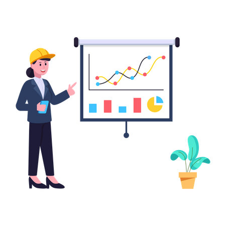 Woman presenting analytics  Illustration