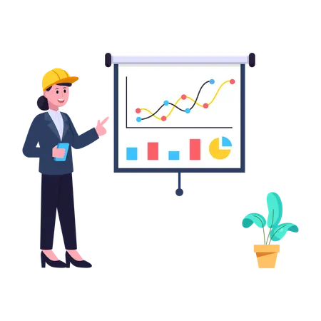 Woman presenting analytics  Illustration