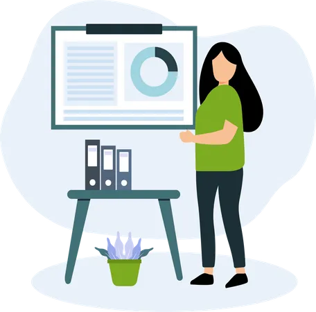 Woman presenting analytics report  Illustration