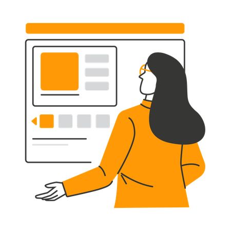 Woman presenting business analysis data  Illustration