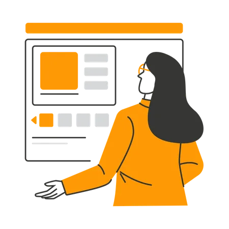 Woman presenting business analysis data  Illustration